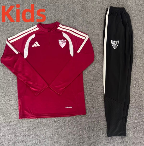 26-27 Sevilla High Quality Kids Half Pull Tracksuit