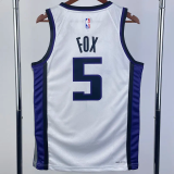 23-24 Kings FOX #5 White Top Quality Hot Pressing NBA Jersey