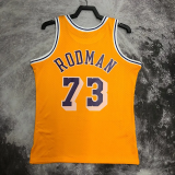 1999 LAKERS RODMAN #73 Yellow Retro Top Quality Hot Pressing NBA Jersey