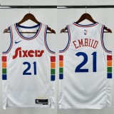 24-25 76ERS EMBIID #21 White City Edition Top Quality Hot Pressing NBA Jersey