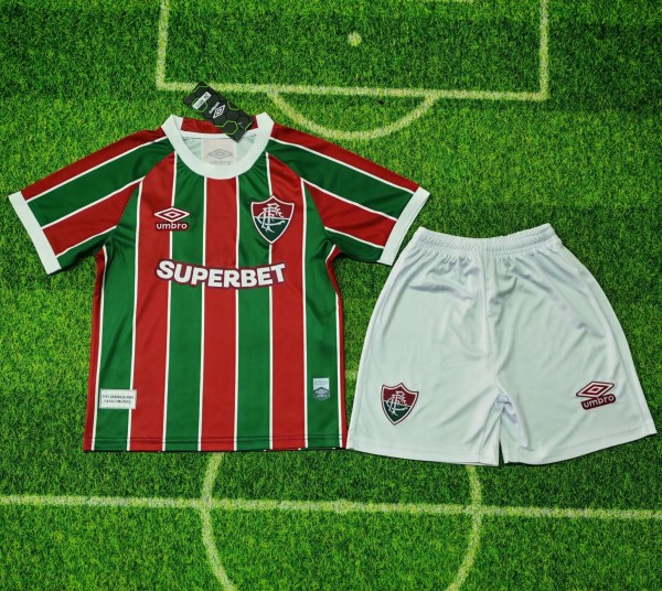 25-26 Fluminense Home Kids Soccer Jersey