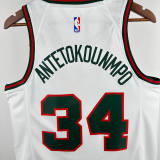 2017-18 BUCKS ANTETOKOUNMPO #34 White Retro Top Quality Hot Pressing NBA Jersey
