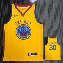 2018 Warriors CURRY #30 Yellow Retro NBA Jersey