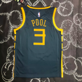 2018 WARRIORS POOL #3 Black Gray Top Quality Hot Pressing NBA Jersey