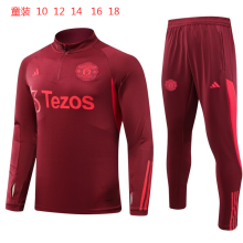 23-24 Man Utd High Quality Kids Half Pull Tracksuit