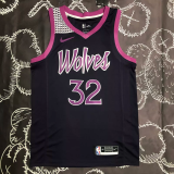 Timberwolves TOWNS #32 Purple Black Top Quality Hot Pressing NBA Jersey