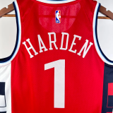 24-25 Clippers HARDEN #1 Red Top Quality Hot Pressing NBA Jersey (Trapeze Edition)