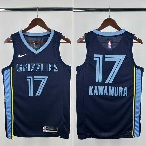 23-24 GRIZZLIES KAWAMURA #17  Dark Blue Top Quality Hot Pressing NBA Jersey