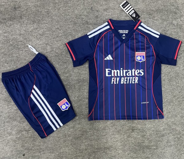 25-26 Lyon Away Kids Soccer Jersey