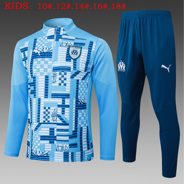 24-25 Marseille High Quality Kids Half Pull Tracksuit