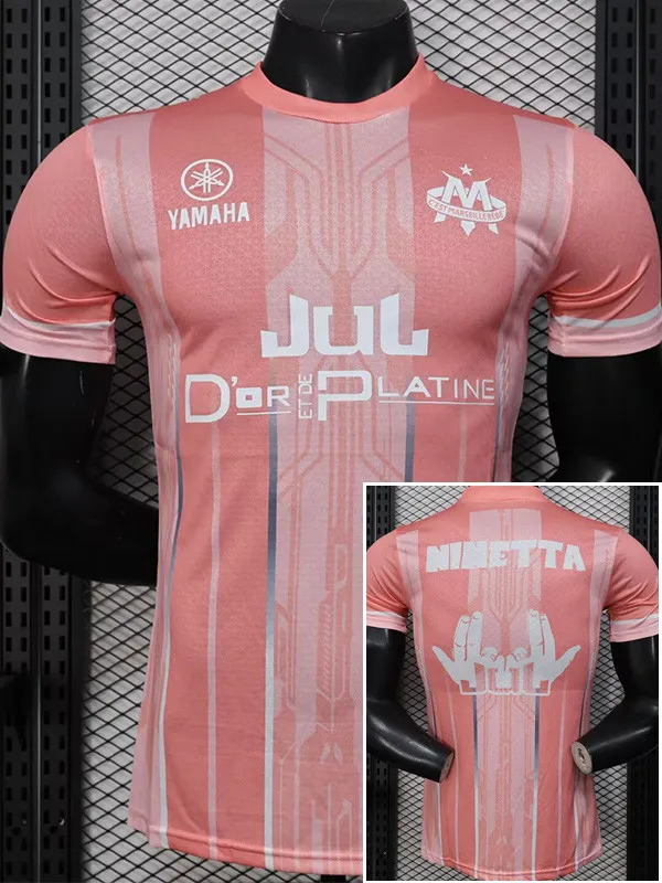 25-26 Marseille Pink Joint Edition Player Version Training shirts