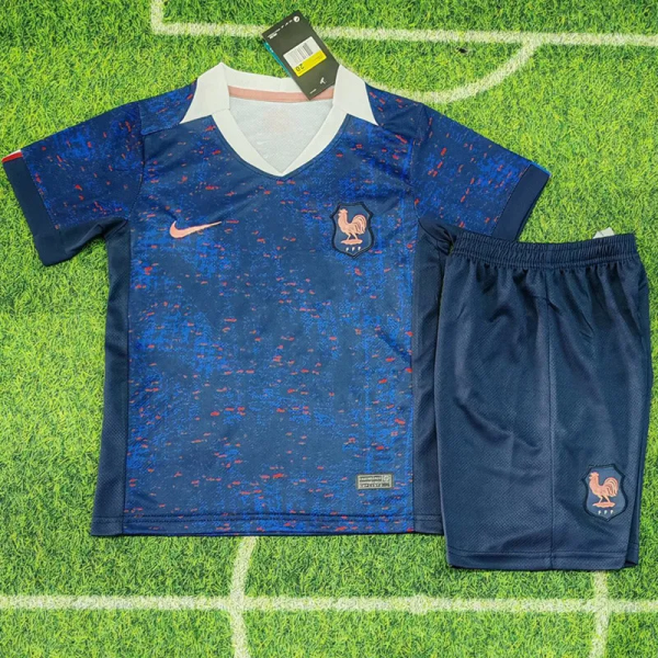 25-26 France Home Kids Soccer Jersey 1:1 Thai Quality