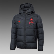 24-25 Man Utd Black Hooded Cotton Coat #棉衣