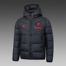 24-25 Man Utd Black Hooded Cotton Coat #棉衣