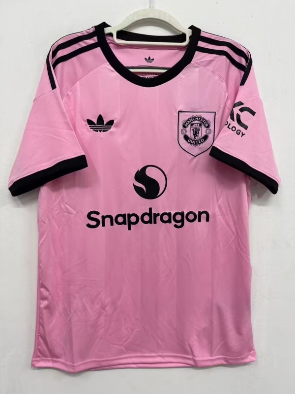 25-26 Man Utd Pink Goalkeeper Fans Soccer Jersey