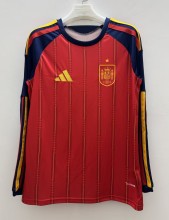 2026 World Cup Spain Home Long Sleeve Fans Soccer Jersey