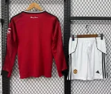 25-26 Man Utd Home Long Sleeve Kids Soccer Jersey（长袖）