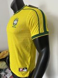 1998 Brazil Yellow Player Version Retro Soccer Jersey