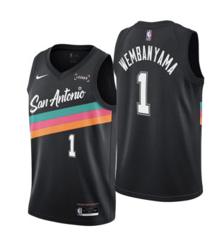25-26 SA Spurs WEMBANYAMA #1 Black City Edition Top Quality Hot Pressing NBA Jersey (V领）