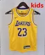 2023 LAKERS JAMES #23 Yellow Top Quality Hot Pressing Kids NBA Jersey