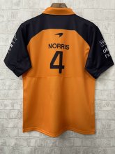 2025  F1 McLaren New Pattern Short Sleeve Racing Suit（有领，胸前橙，背后4号）
