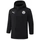 24-25 Man City Black Hooded Windbreaker Fabric Cotton Coat (白彪标)