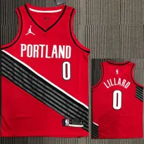 Trail Blazers LILLARD #0 Jordan Red Top Quality Hot Pressing NBA Jersey