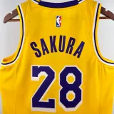 22-23 LAKERS SAKURA #28 Yellow Top Quality Hot Pressing NBA Jersey