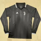 JUV Black Long Sleeve Retro Soccer Jersey