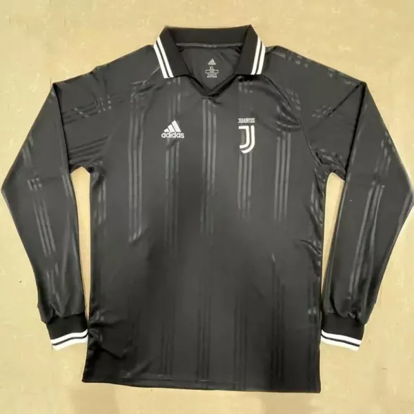 JUV Black Long Sleeve Retro Soccer Jersey
