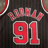 1996 BULLS RODMAN #91 Black Retro Top Quality Hot Pressing NBA Jersey