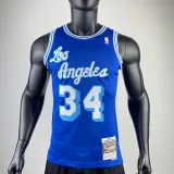 1996-97 LAKERS O'NEAL #34 Blue Retro Top Quality Hot Pressing NBA Jersey(圆领）