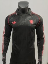 24-25 Man Utd Black Long sleeves Retro Edition Player Version Polo Short Sleeve