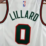 2017-18 BUCKS LILLARD #0 White Retro Top Quality Hot Pressing NBA Jersey