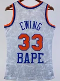 2023 Knicks & BAPE #33 White Top Quality Hot Pressing NBA Jersey
