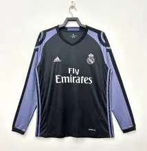 2016-2017 RMA Away Black Long sleeves Retro Soccer Jersey