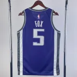 23-24 KINGS FOX #5 Purple Away Top Quality Hot Pressing NBA Jersey(V领）