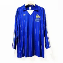 1980 France Home Retro Long Sleeves Soccer Jersey