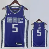 23-24 KINGS FOX #5 Purple Away Top Quality Hot Pressing NBA Jersey(V领）