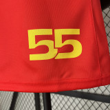 2024 F1 Formula One Ferrari #55 Red Racing Suit (圆领、55号、左肩带DX广告)