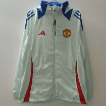 2025  Man Utd Light Blue Hooded Windbreaker连帽