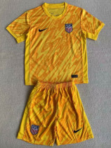 24/25 USA Yellow Goalkeeper Kids Soccer Jersey