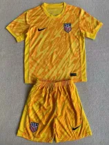 24/25 USA Yellow Goalkeeper Kids Soccer Jersey