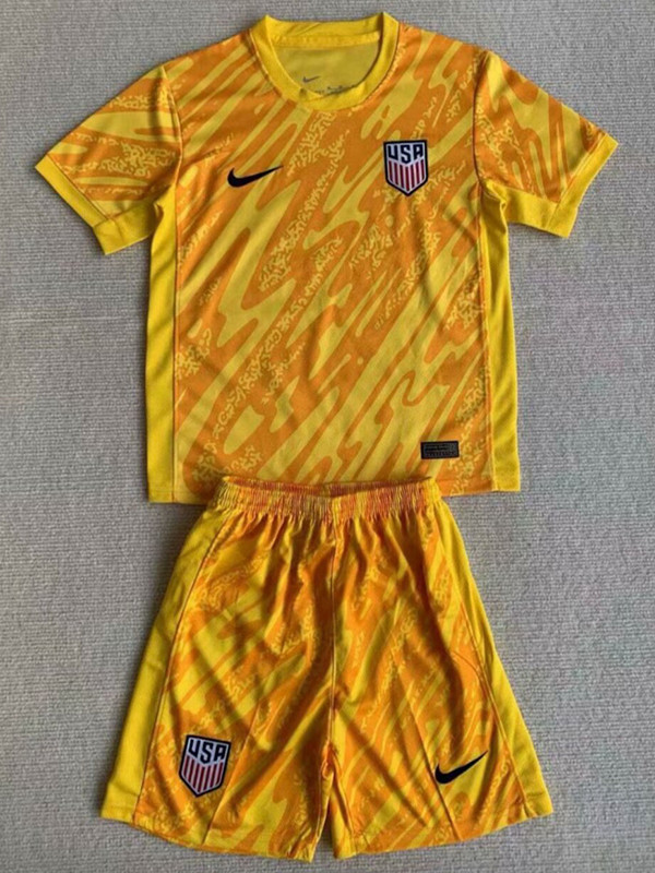 24/25 USA Yellow Goalkeeper Kids Soccer Jersey
