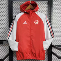 24/25 Flamengo Red &White Hooded Windbreaker