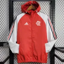24/25 Flamengo Red &White Hooded Windbreaker