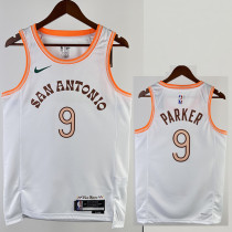 23/24 Sa Spurs PARKER #9 White City Edition Top Quality Hot Pressing NBA Jersey