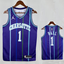 19/20 Hornets BALL #1 Purple  Top Quality Hot Pressing Retro NBA Jersey