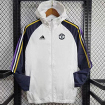 24/25 Man Utd White & Royal Blue Hooded Windbreaker