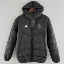 24/25 Napoli Black Hooded Cotton Coat连帽棉衣